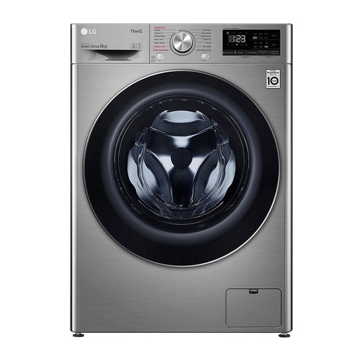 [mLGF4V5TYP2P.0VAT] LG Washing Machine 8kg 1400rpm Steam Direct Drive ThinQ - Silver (NEW 0)