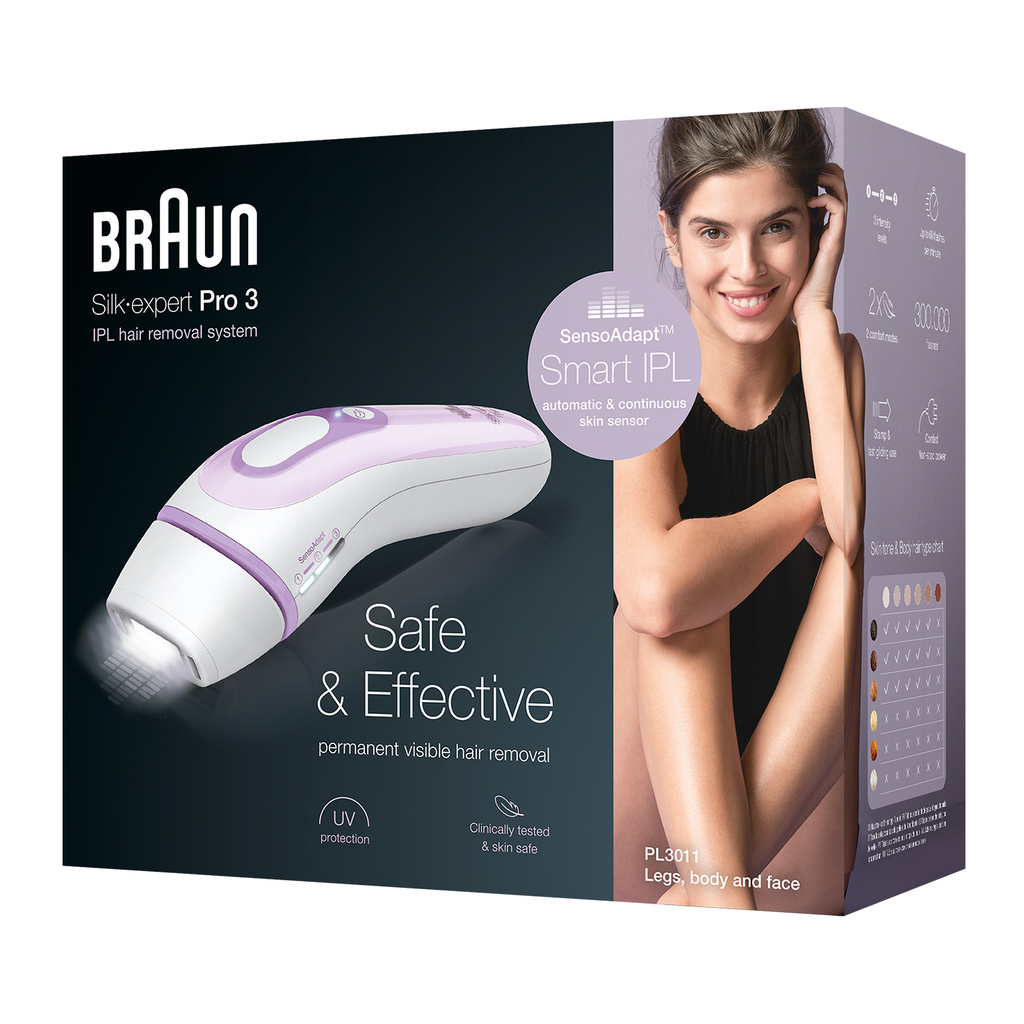 Braun Hair Removal Silk-expert Pro 3with 2 extras: Venus razor and premium bag.