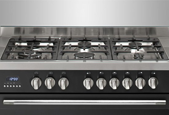 Optima Gas Cooker 5Burners Full Safety with Fan Cast Iron Black