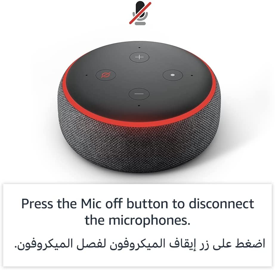 Echo Dot (3rd generation) | Smart speaker with Alexa (Arabic or English) | Charcoal