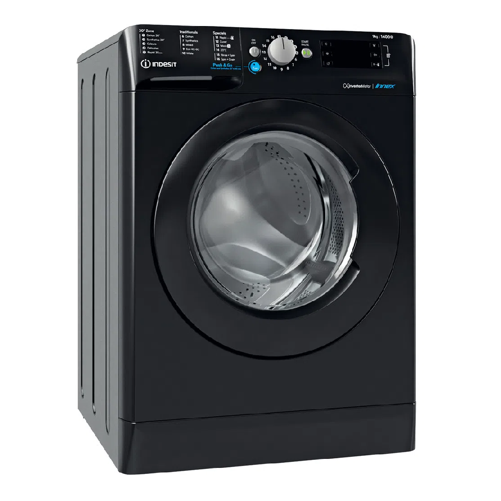 Indesit Washing Machine 9KG 1400RPM Inverter A+++ Black