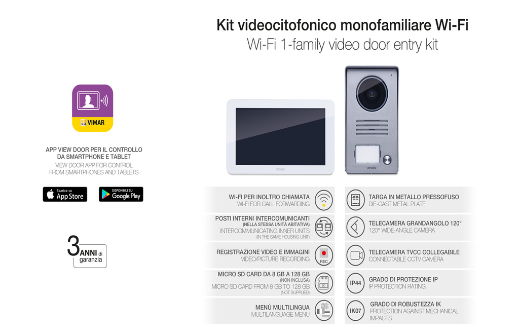Vimar Elvox K40945 Video Door Entry Kit 7" Monitor