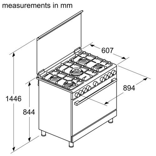 Bosch Gas Cooker 90cm Full Safety 125Liter Series 4 Stainless Steel