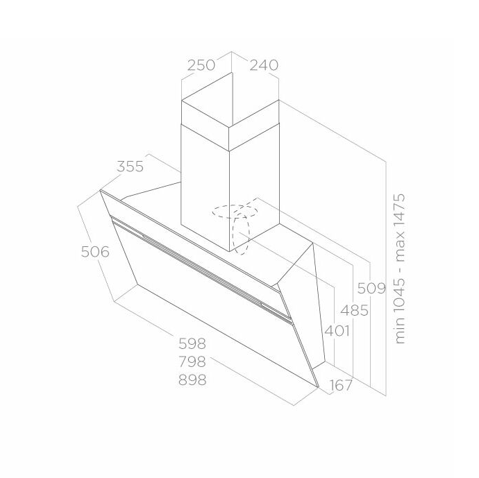 Elica Wall Hood 90cm 900m3/h Black