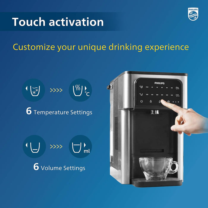 Philips Hot and Cold Filtered Water Dispenser 2.8 Liter 6 Temperature Presets Touch Screen