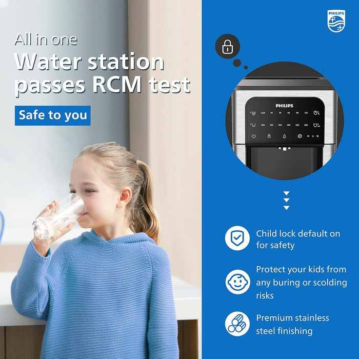 Philips Hot and Cold Filtered Water Dispenser 2.8 Liter 6 Temperature Presets Touch Screen