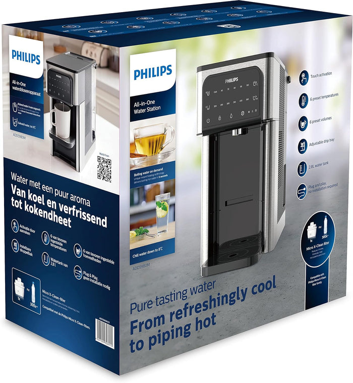 Philips Hot and Cold Filtered Water Dispenser 2.8 Liter 6 Temperature Presets Touch Screen