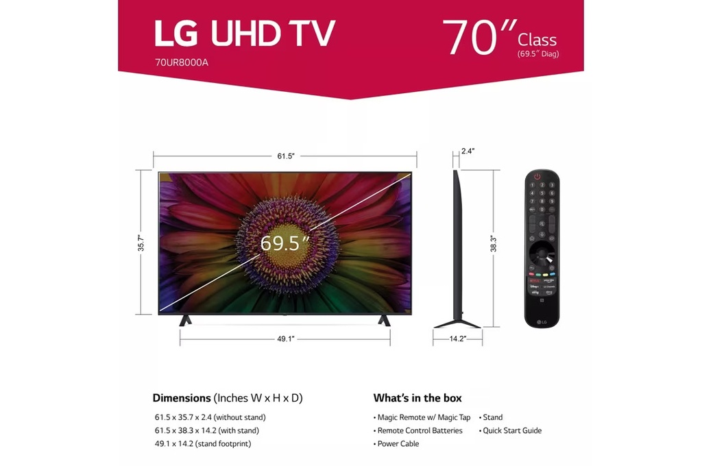 70" LG UHD 4k Smart TV 70 inch - UR8000 (NEW)