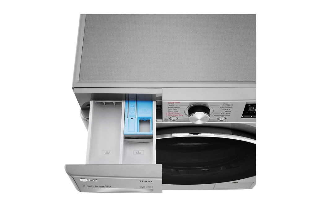 LG Washing Machine 8kg 1200rpm Steam Direct Drive ThinQ - Silver (NEW 0)