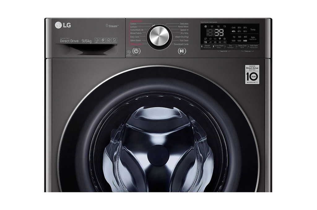 LG Washer Dryer 9/6kg Black Steel 16vat