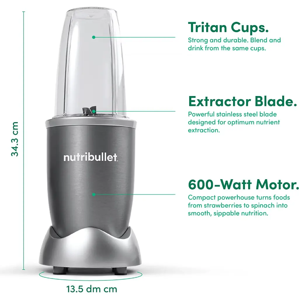 Nutribullet Multi-function High Speed Blender 600W 9piece Grey