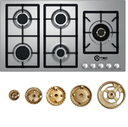 A-TEC Hob 5 Brass Burner 90cm FFD Front knobs Stainless Steel