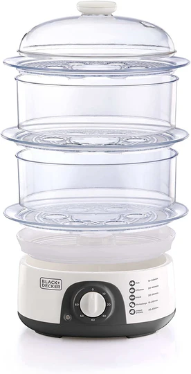 Black & Decker Food Steamer with Timer 775W 10L 3-Ply - White