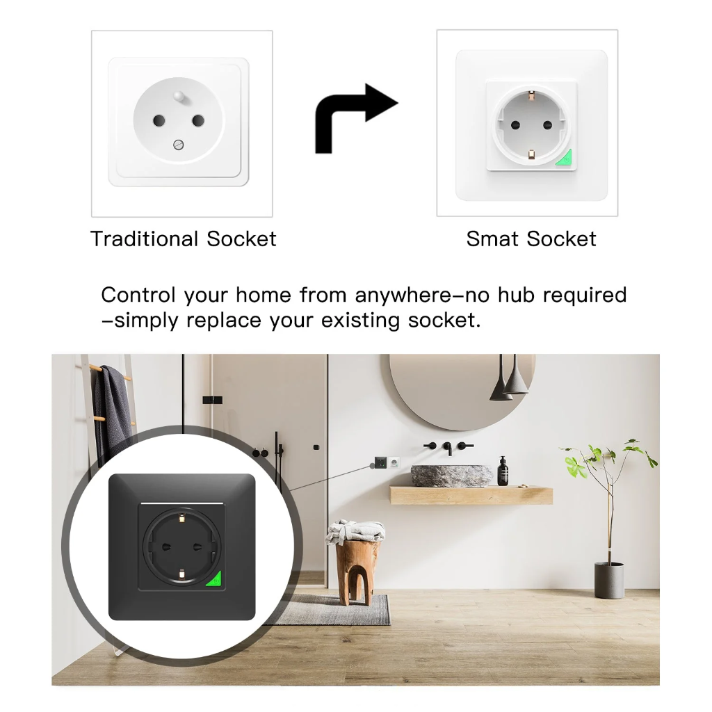 MOES Smart Wall Socket 
WK-Y-EU-WH-MS WiFi Socket; EU Type; White