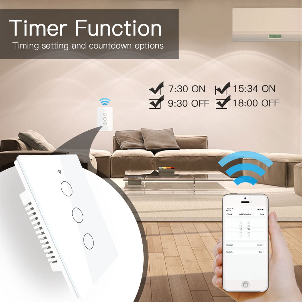 MOES Tuya Smart Switch  4 Gang  US - White (WRS-US4-WH-MS) WiFi+RF |