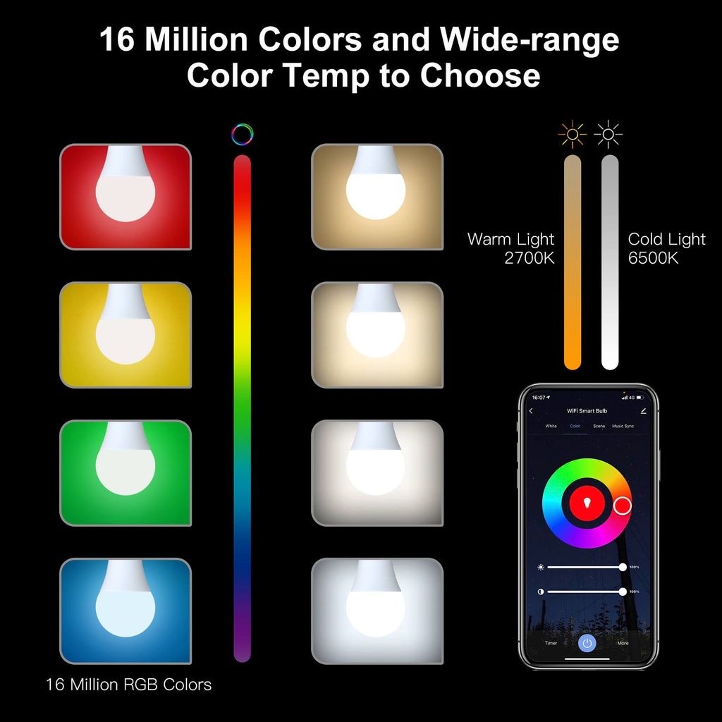 MOES Smart Bulb 4W RGB E27 100-240V