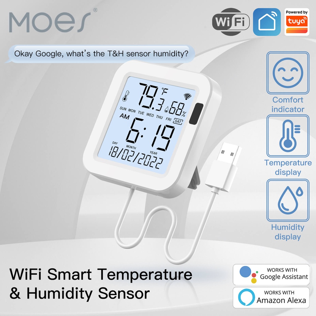 MOES Tuya Smart Sensor WiFi Temperature & Humidity Sensor