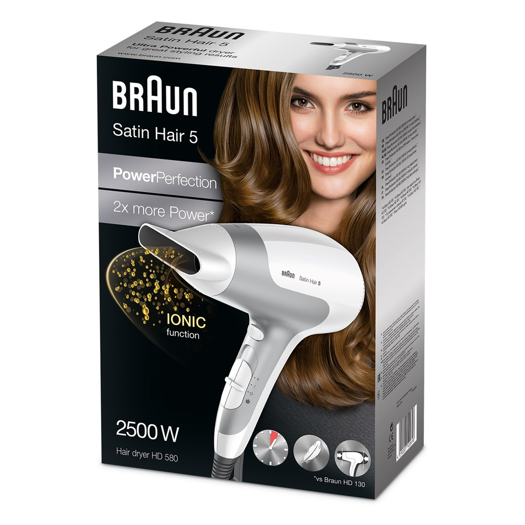 Braun Satin Hair5 PowerPerfection Dryer With Ionic Function & Styling Nozzle HD580