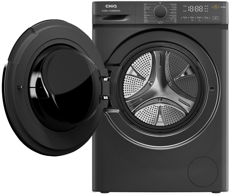 Chiq Washing Machine 8kg 1200rpm - Black