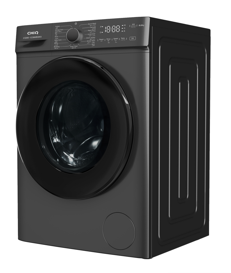 Chiq Washing Machine 8kg 1200rpm - Black