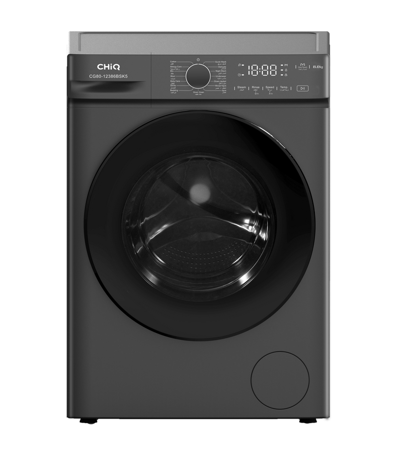 Chiq Washing Machine 8kg 1200rpm - Black