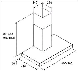 TurboAir Hood 60cm 800m3/h Stainless Steel (SOFIA)