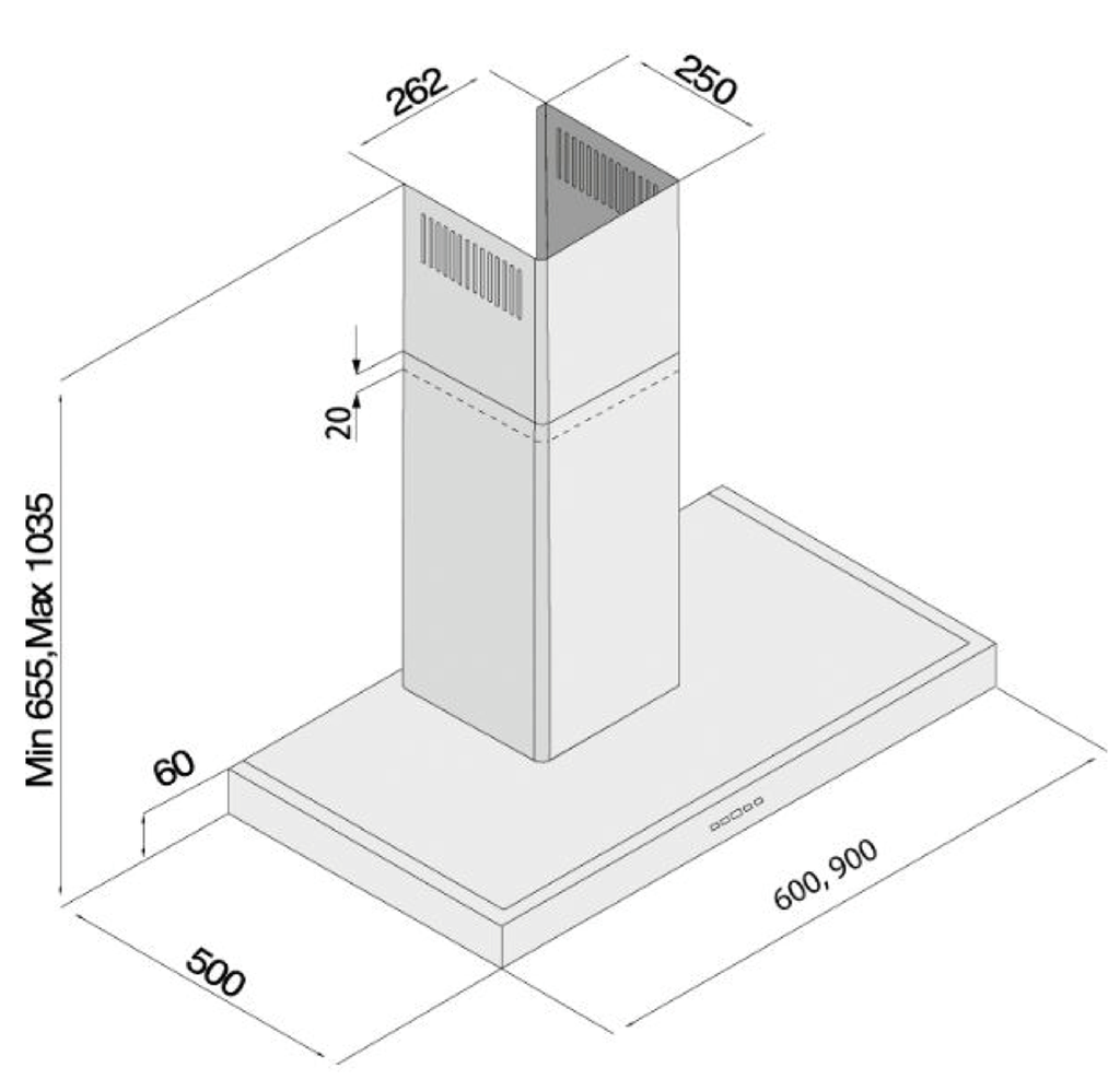 Silverline Hood 90cm inox