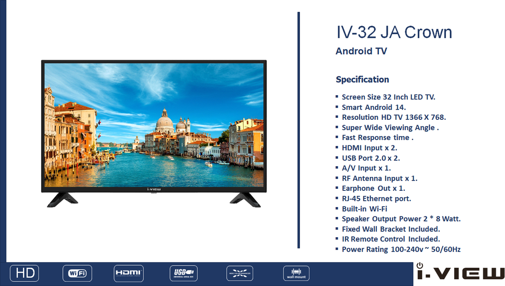 32" i view LED Smart Tv HD Android - CROWN