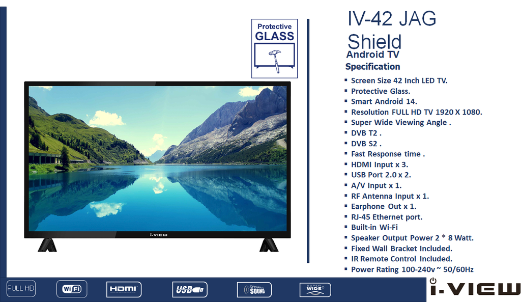 42" i view LED Smart Tv FHD Android - Shield ضد الكسر