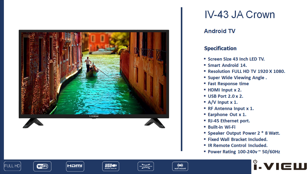 43" i view LED Smart Tv FHD Android - CROWN