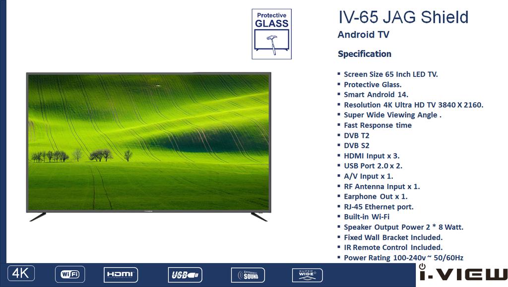 65" i view LED Smart Tv 4K Android - Shield ضد الكسرnGGdiv65JAGSHIELD
