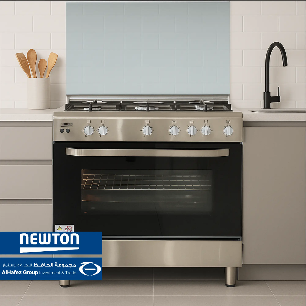 Gas Cooker 90cm with 2Fans 130Liters Cast Iron - Stainless Steel Mockup