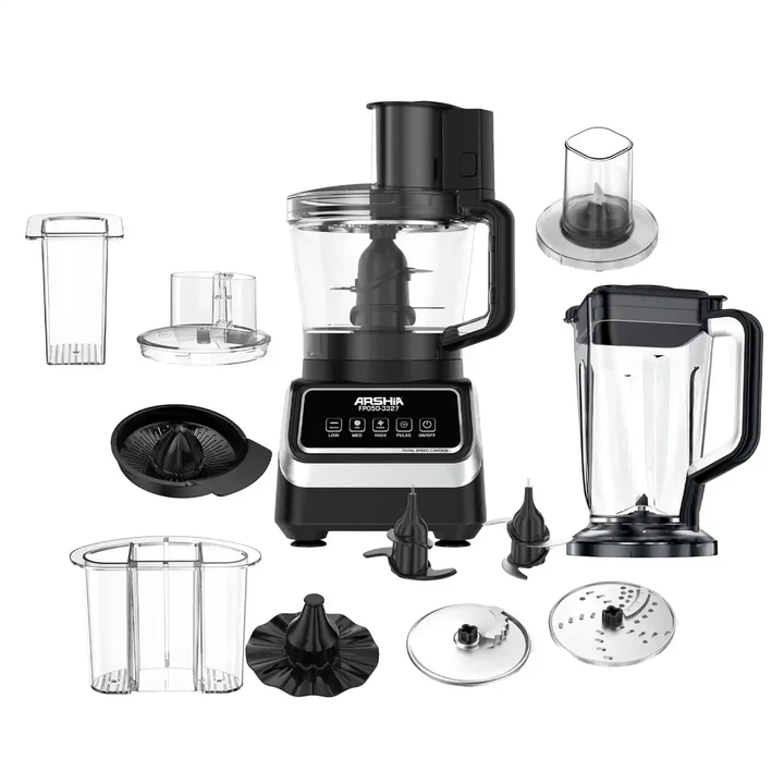 Arisha Arshia 10-in-1 Food Processor 3327 – 2.5L Capacity – 1000W Power – Stainless Steel Blades – Multi-Speed Control – Safe Non-Slip Base 