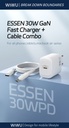 WiWU Essen 30W GaN Fast Charger +Cable Combo - White (G008 EU)