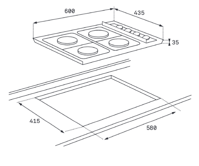 SuperChef Hob 60cm 4 Burners Full Safety