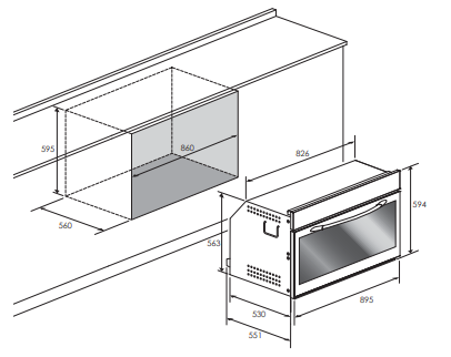 Conti Built in Gas Oven 90cm 125 Liter - Inox
