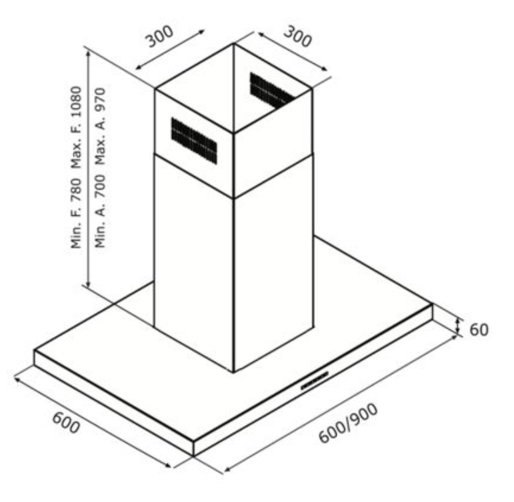 AirForce Island Hood 90cm - Black (F54 S4)