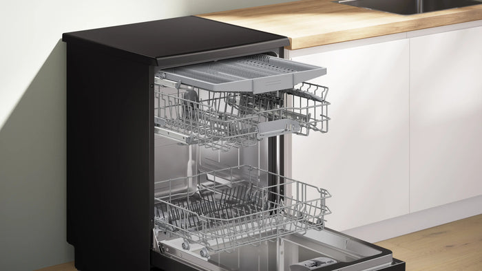 Bosch Dishwasher 6 Programs 3 Sprays 3 Rack 00Set - Black (SMS46NB20V ) Series 4