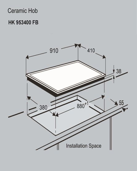 aeg induction hob 90cm - black (HK954400FB)