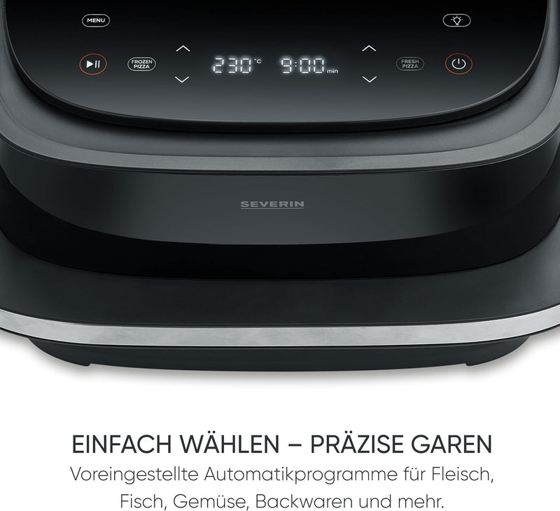 Severin 4L 2100W Multi-Function Air Fryer with Pizza Programs 