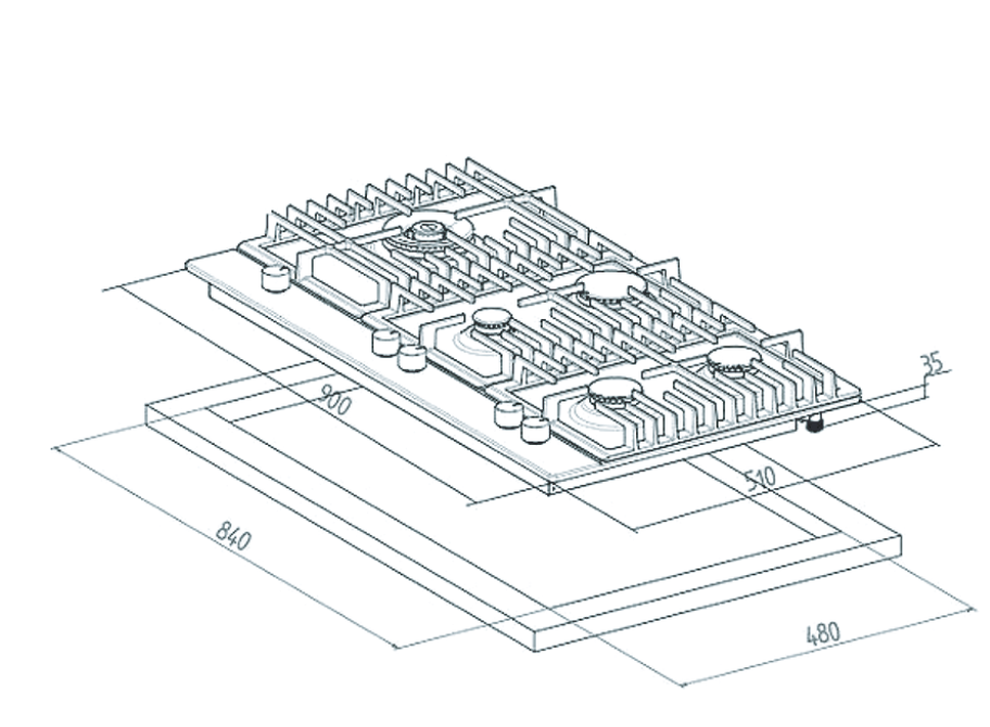 Floraz Hob 90cm Brass Burners - Black