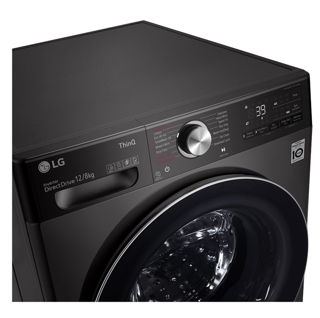 LG Washer Dryer 12/8kg Dual HeatPump - Black Steel (F4V9BCP2EE)