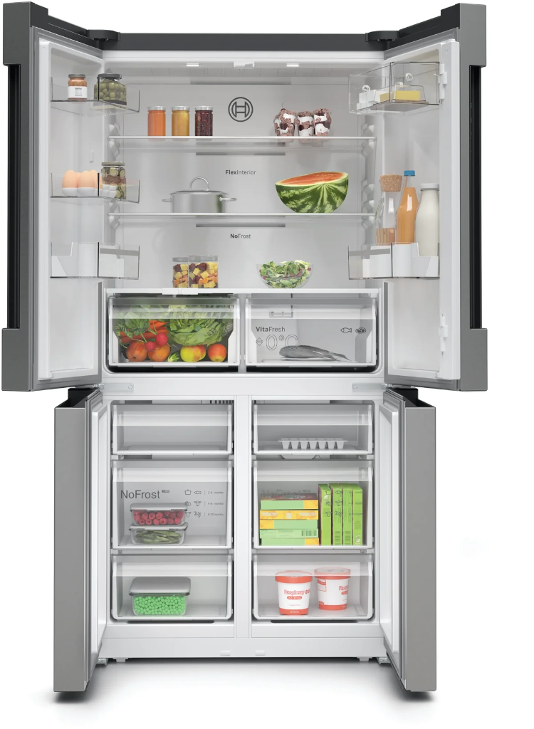Bosch Refrigerator Serie 4 French Door 90.5cm 605L - Brushed Stainless Steel (KFN96VPEA)