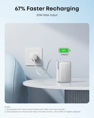 Anker Nano Power Bank 10K 45W Retractable USB-C Cable - Black