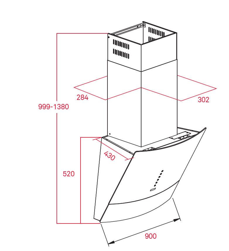 TEKA Hood 90cm 553m3/h