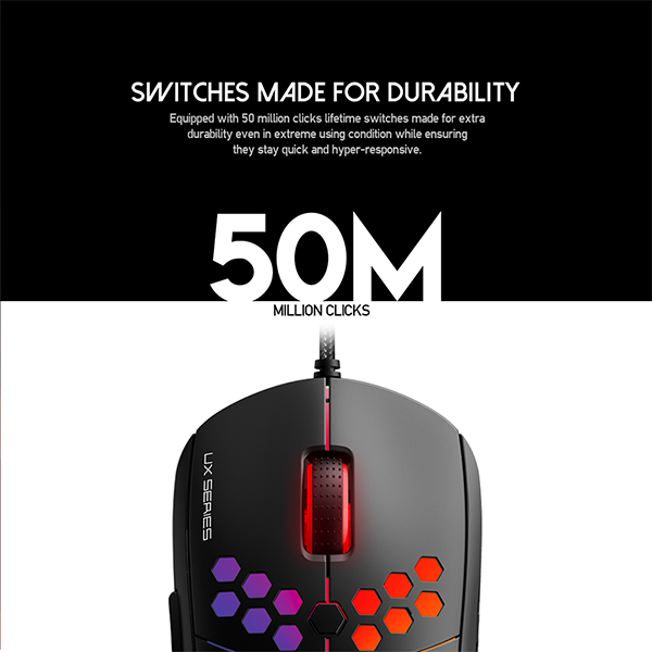 FanTech Gaming Mouse With Colored LED Lights Black