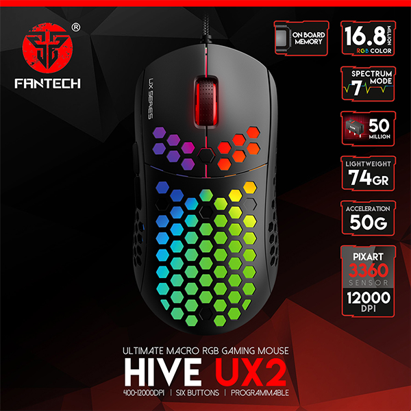 FanTech Gaming Mouse With Colored LED Lights Black