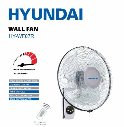 Hyundai Fan 16" Wall Remote 60W White
