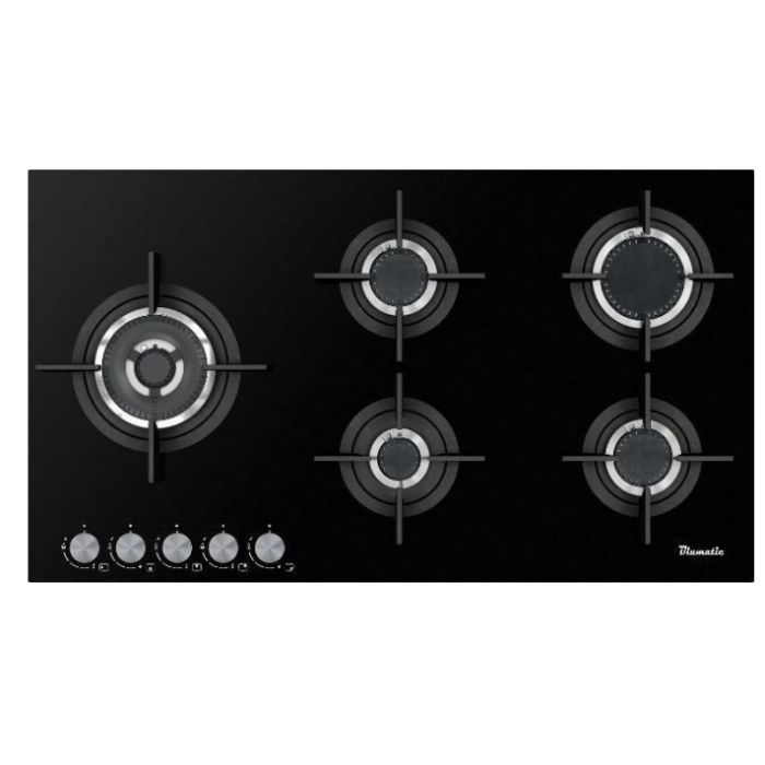 Blumatic Hob 90cm 5Burners Full Safety Black Glass