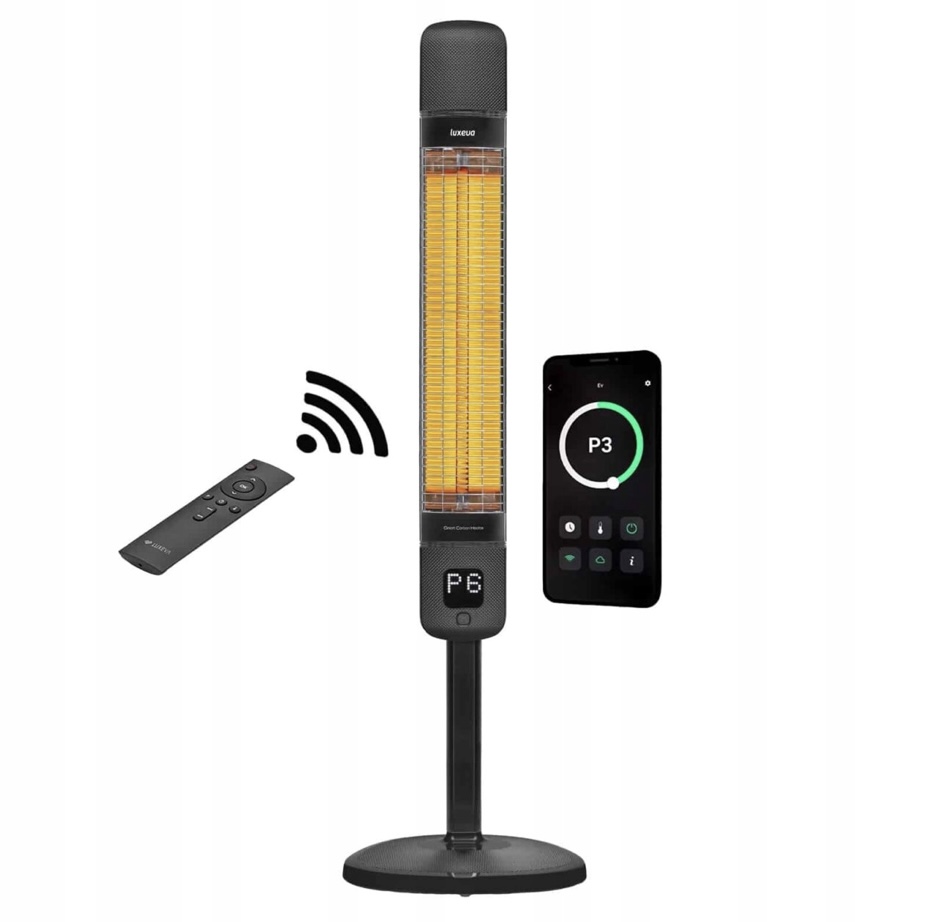 LUXEVA Smart Vertical Carbon Heater 2500W Remote Control wifi - Black